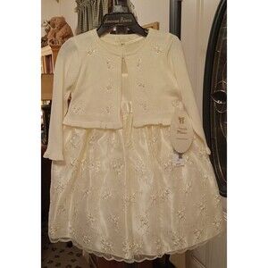 American Princess Girl's Ivory Chiffon Taffeta Formal /Party Dress Size 3/3T NWT